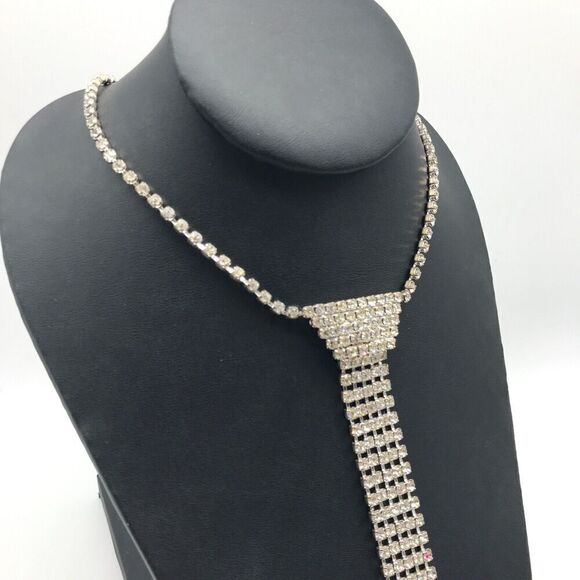 Vintage Clear Rhinestone Art Deco Style High End Ladies Statement Necklace - Picture 3 of 6